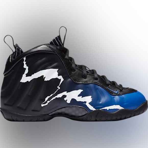 Nike Air Little Posite One | kids 11C (PS) | blk blue wht | Good Condition - Picture 1 of 9